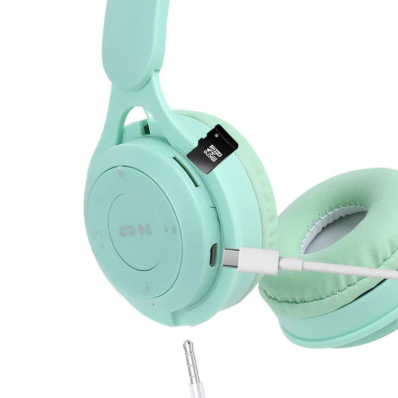 Fones de ouvido Bluetooth Macaron para crianças