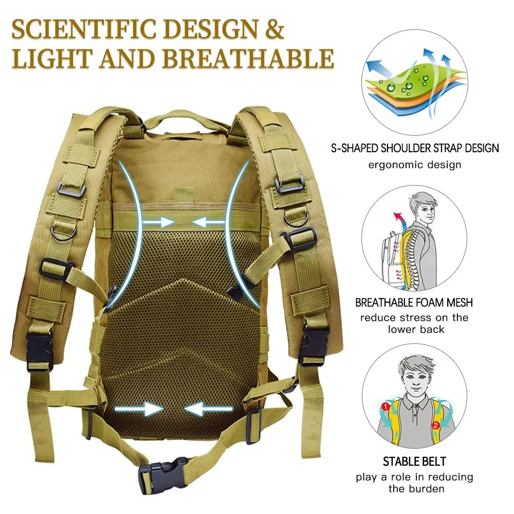 Mochila tática de viagem esportiva camuflada
