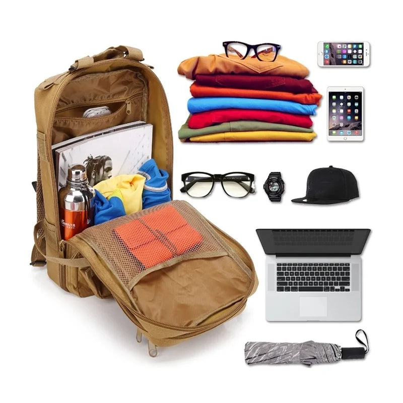 Mochila tática de viagem esportiva camuflada